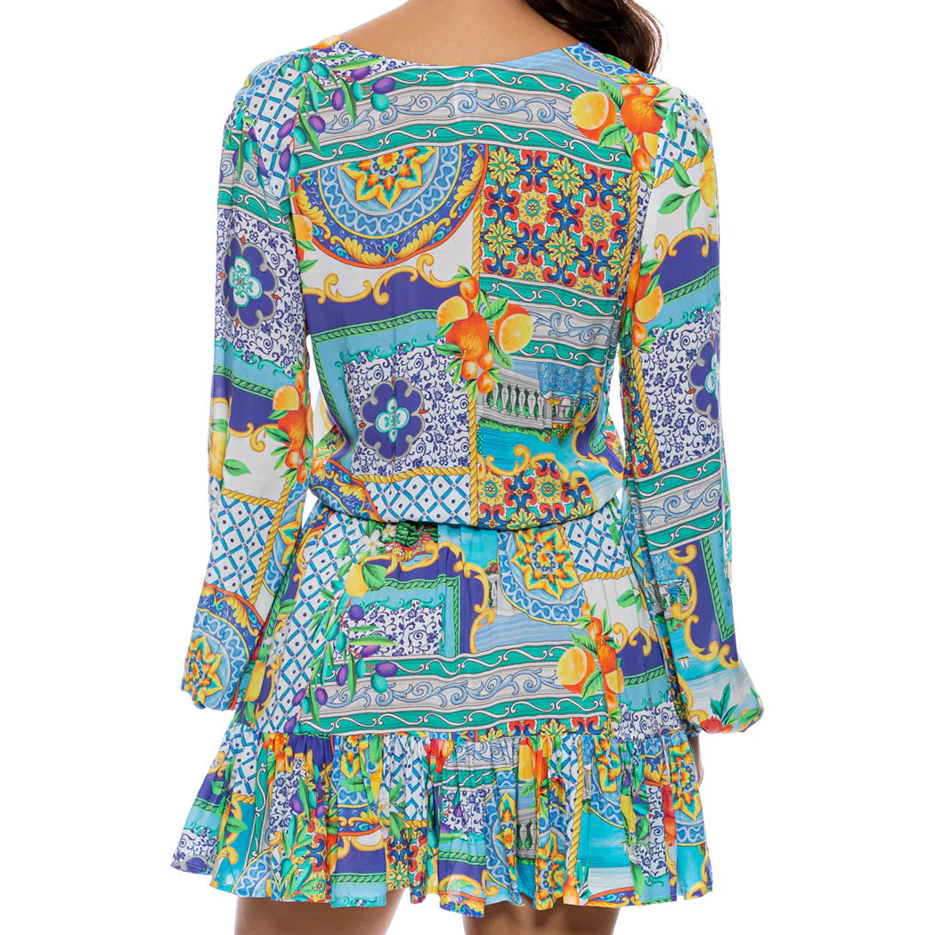 AMALFI - Deep V Frill Hem Dress - Image 3