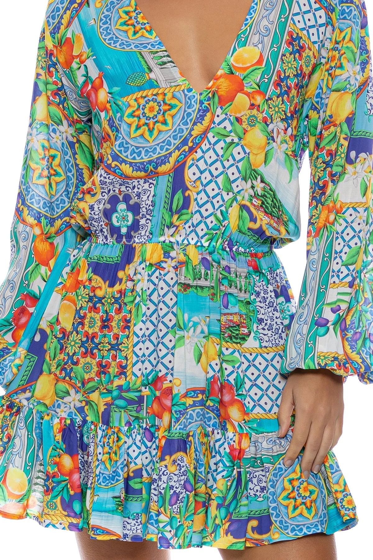 AMALFI - Deep V Frill Hem Dress - Image 6