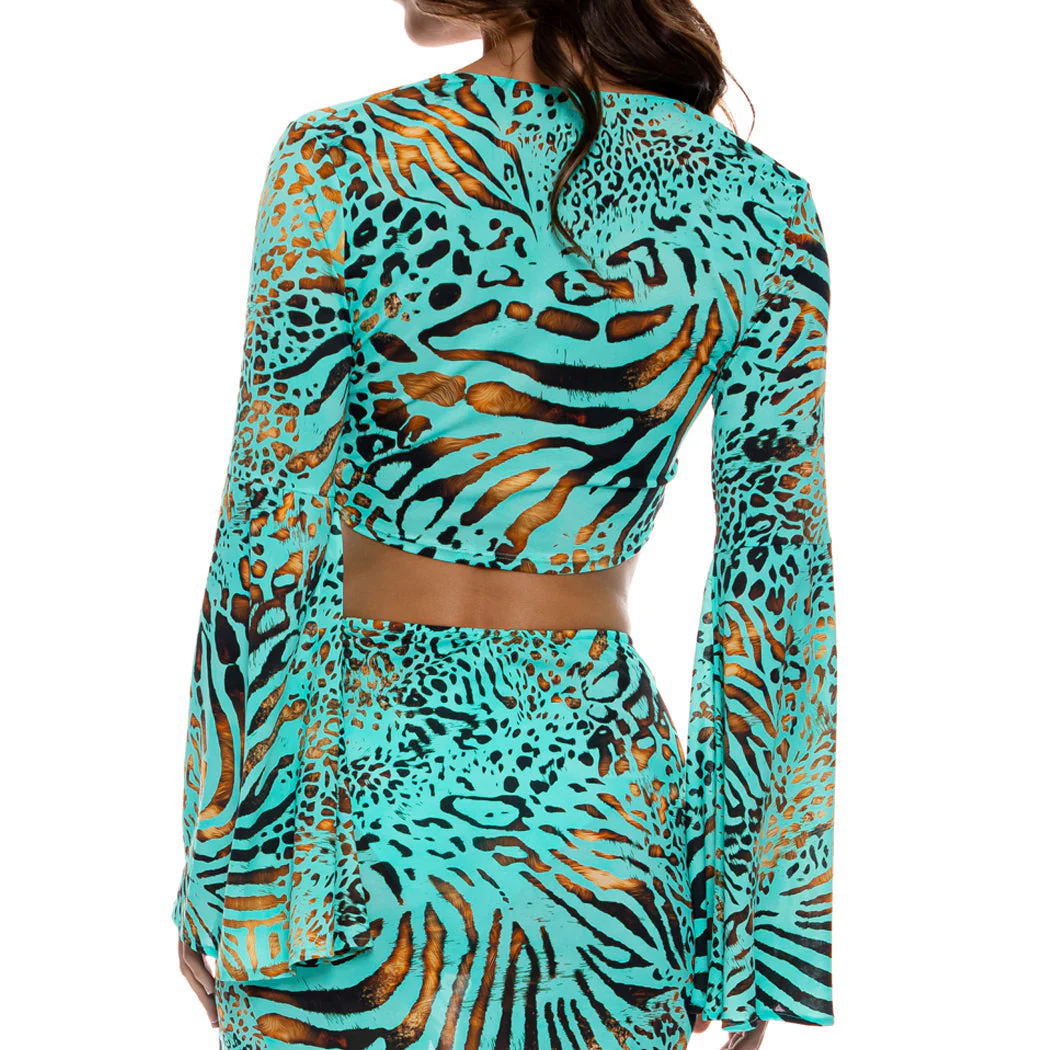 ANIMALE - Bell Sleeve Scrunched Crop Top - Image 3