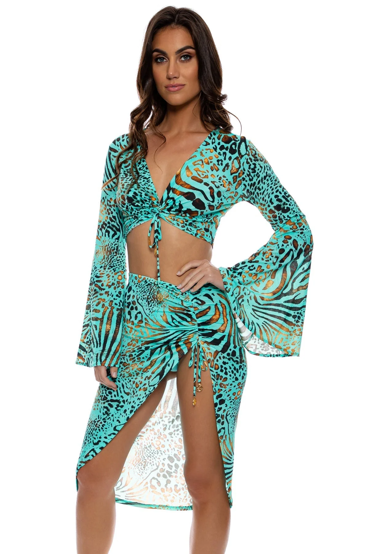 ANIMALE - Bell Sleeve Scrunched Crop Top - Image 5