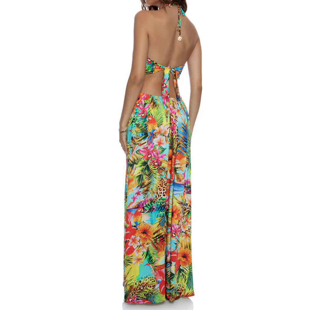 BIRDS OF PARADISE - Bandeau Cut Out Front Slit Dress - Image 3