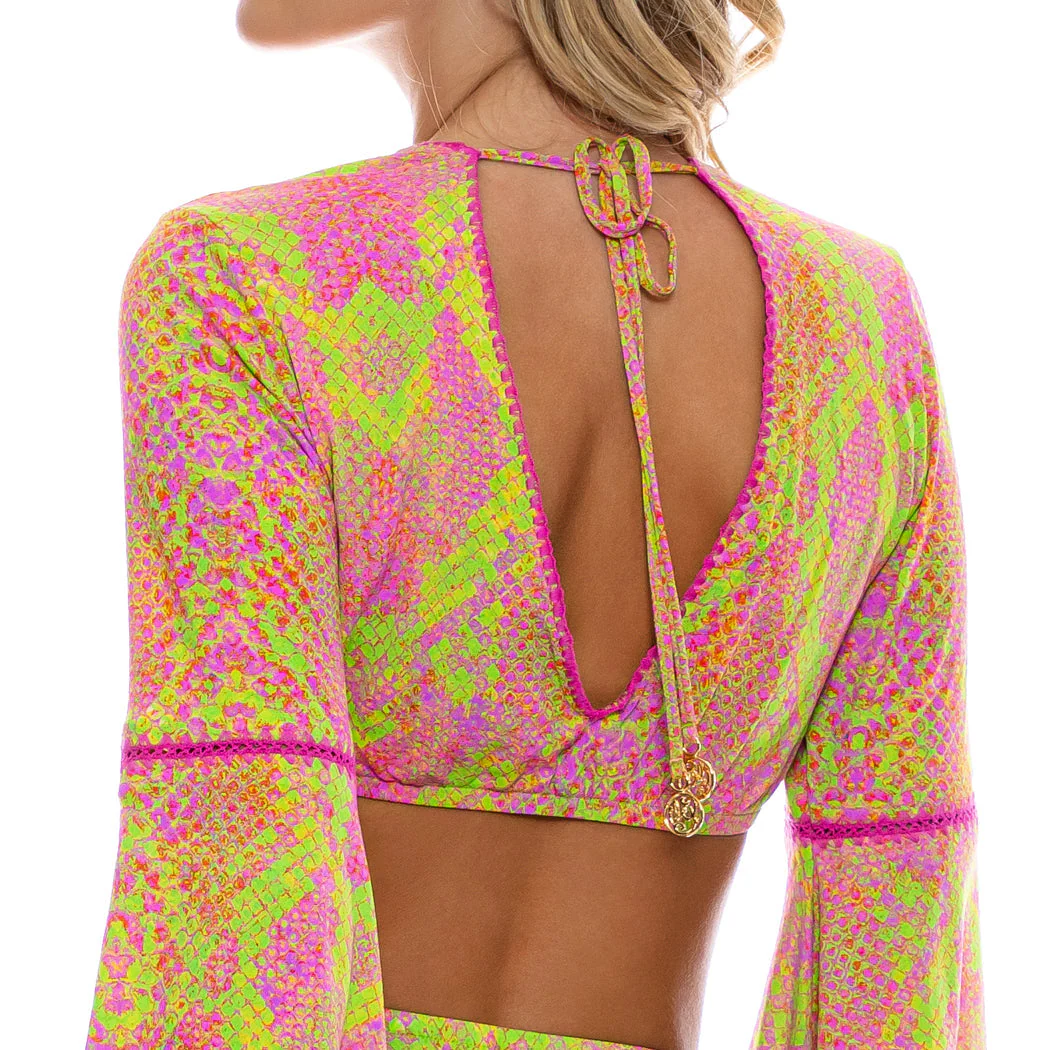 BORN TO BE WILD - Bell Sleeve Crop Top - Image 3
