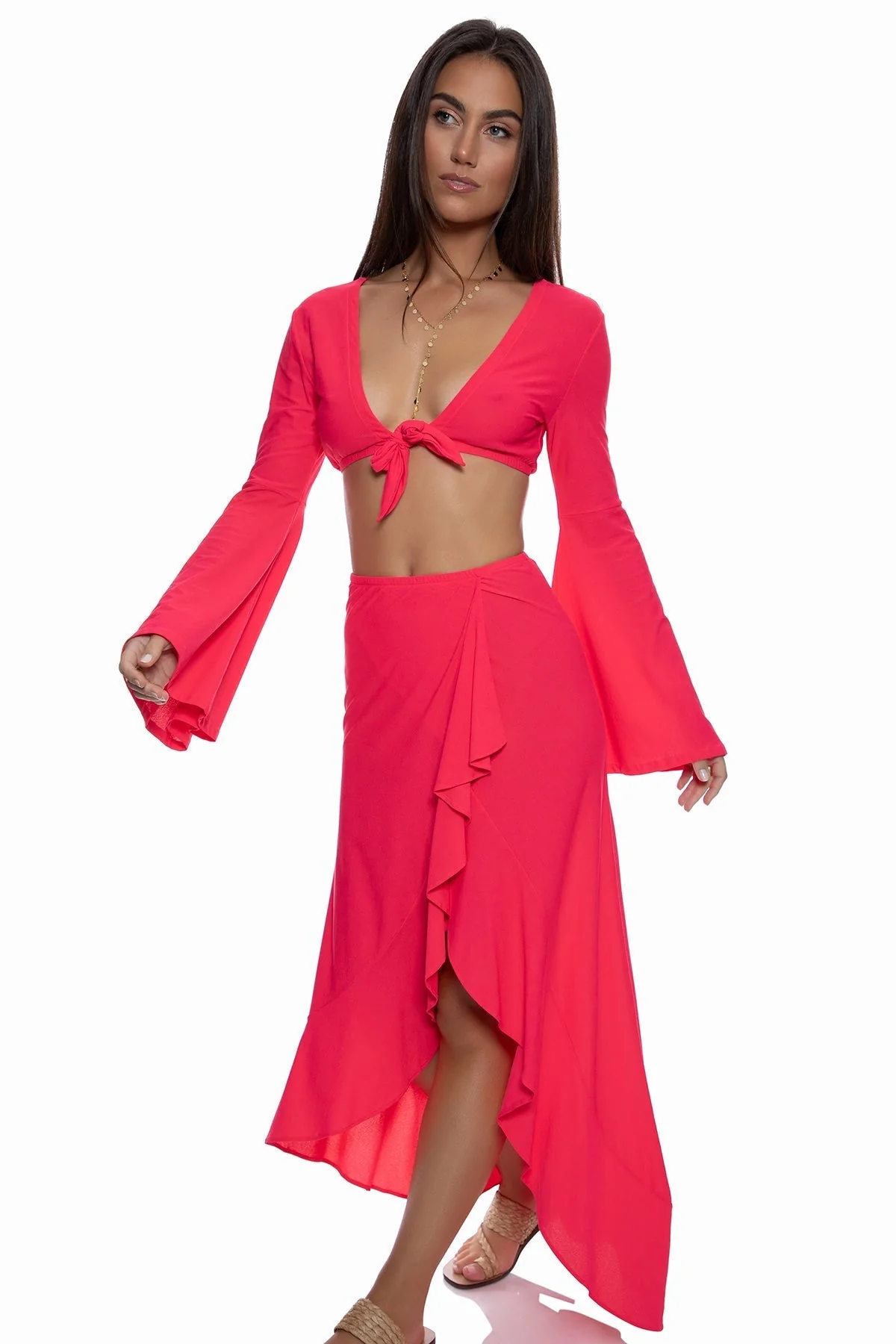 COSITA BUENA - Ruffle High Lo Slit Skirt - Image 4