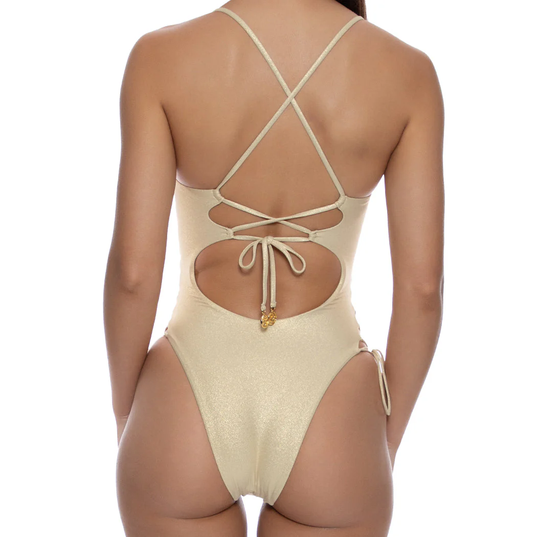 COSITA BUENA - Square Neck Laced Up One Piece - Image 3