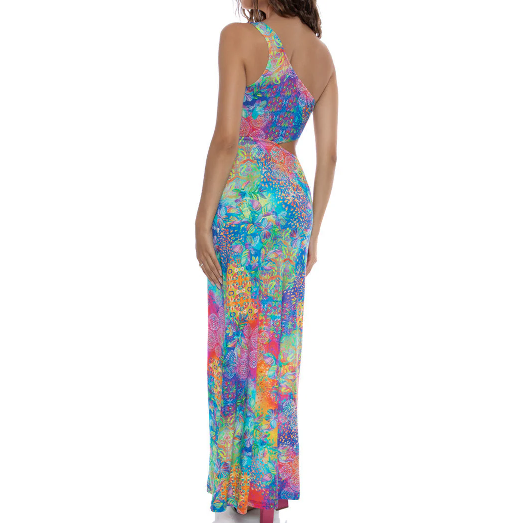 DECO GARDENS - One Shoulder Ring Cut Out Maxi Dress - Image 3