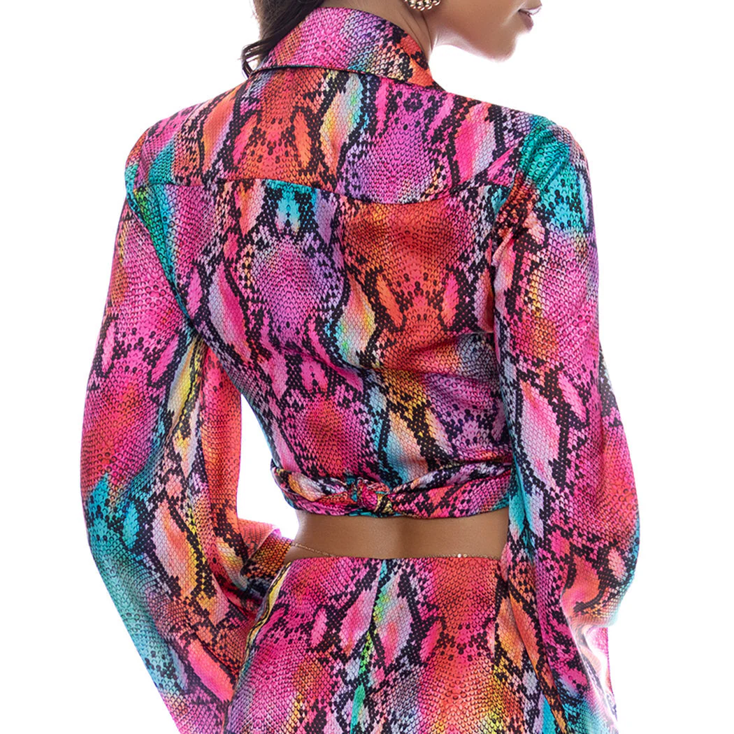 ELECTRIC SKIN - Cropped Tie Shirt - Image 3
