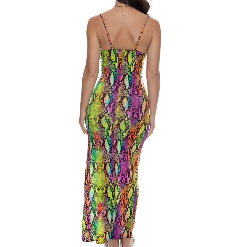 ELECTRIC SKIN - Fitted Side Slit Maxi Dress - Image 3