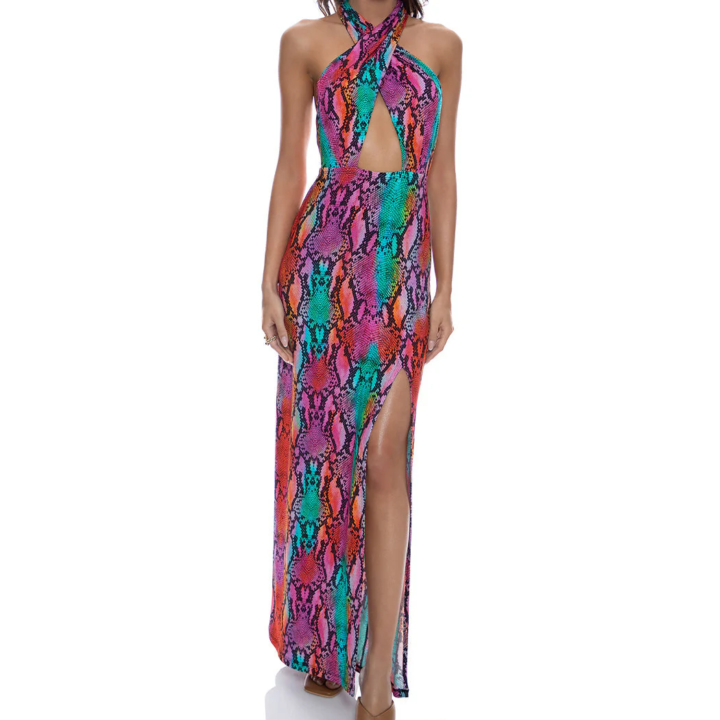 ELECTRIC SKIN - Halter Neck Cut Out Long Dress - Image 2