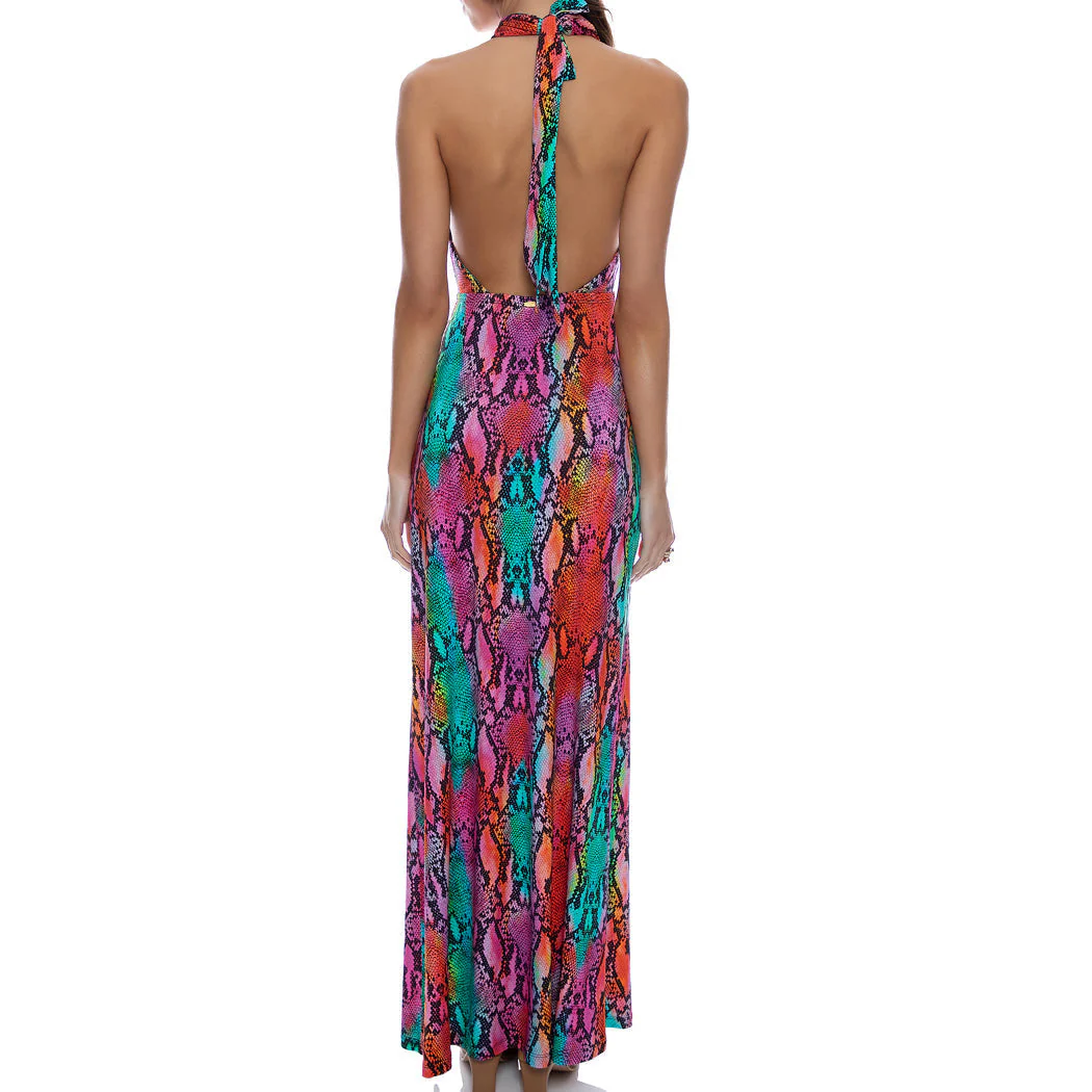 ELECTRIC SKIN - Halter Neck Cut Out Long Dress - Image 3