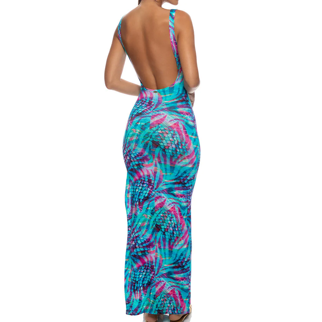 ENCHANTED MIRAGE - Drawstring Peek A Boo Maxi Dress - Image 3