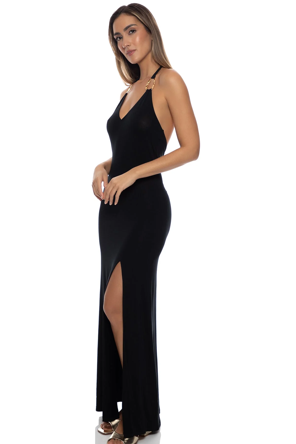 FEMME ALLURE - Rings Halter Long Dress - Image 4
