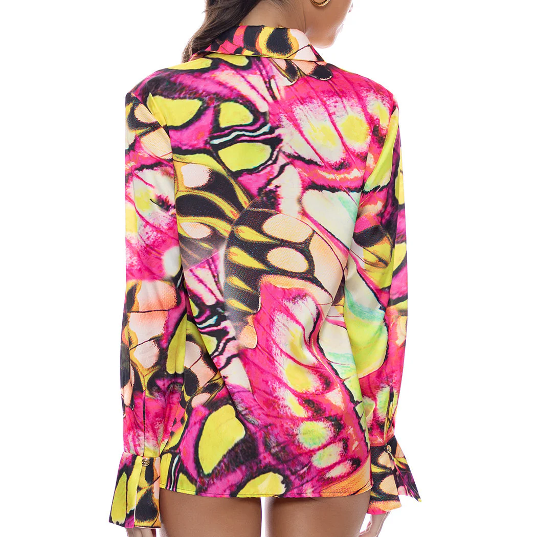 FLUTTER - Button Down Deep Cuff Blouse - Image 3