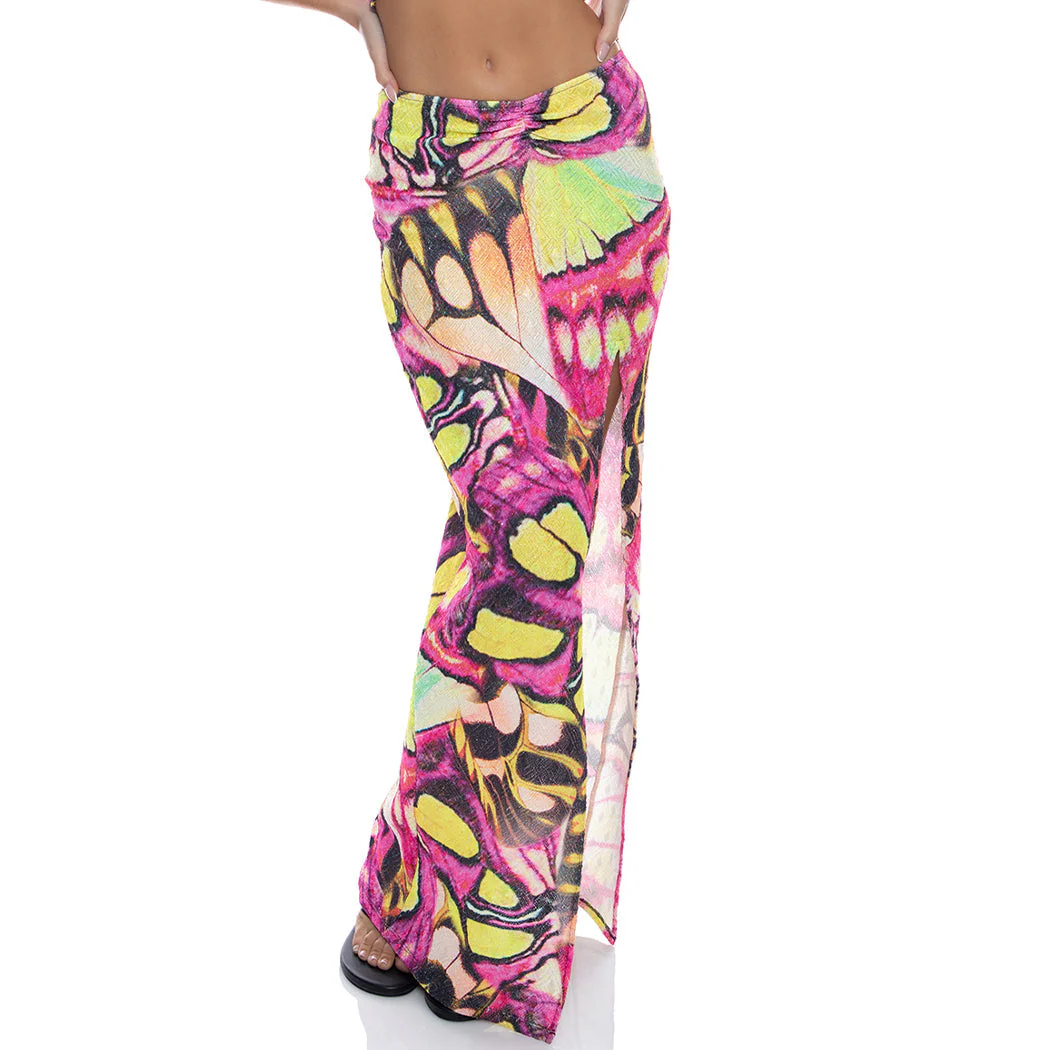 FLUTTER - Ruched Front High Slit Maxi Skirt - Image 3