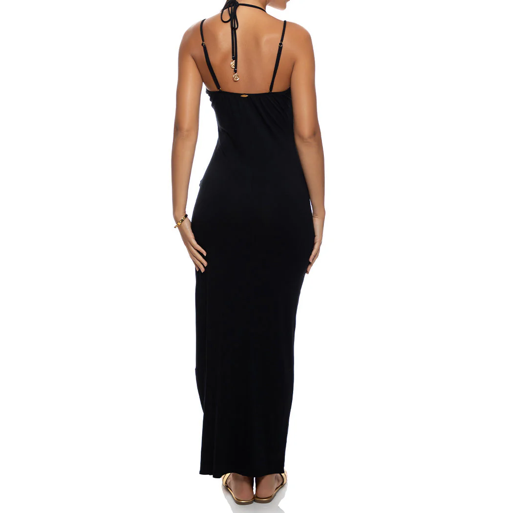 GILDED BUTTERFLY - Fitted Side Slit Maxi Dress - Image 3