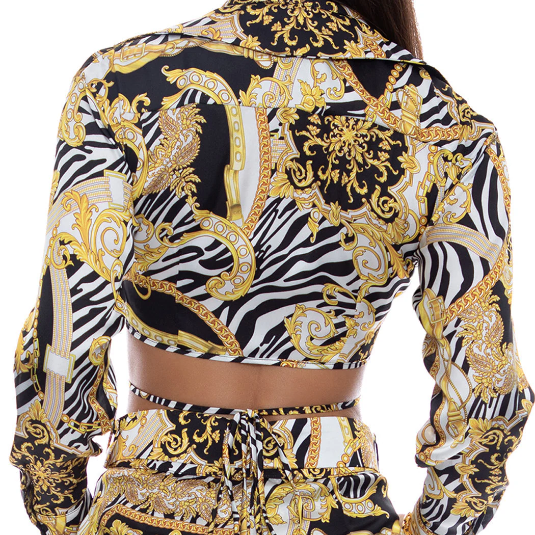 GODDESS VIBES - Collared Wrap Crop Top - Image 3