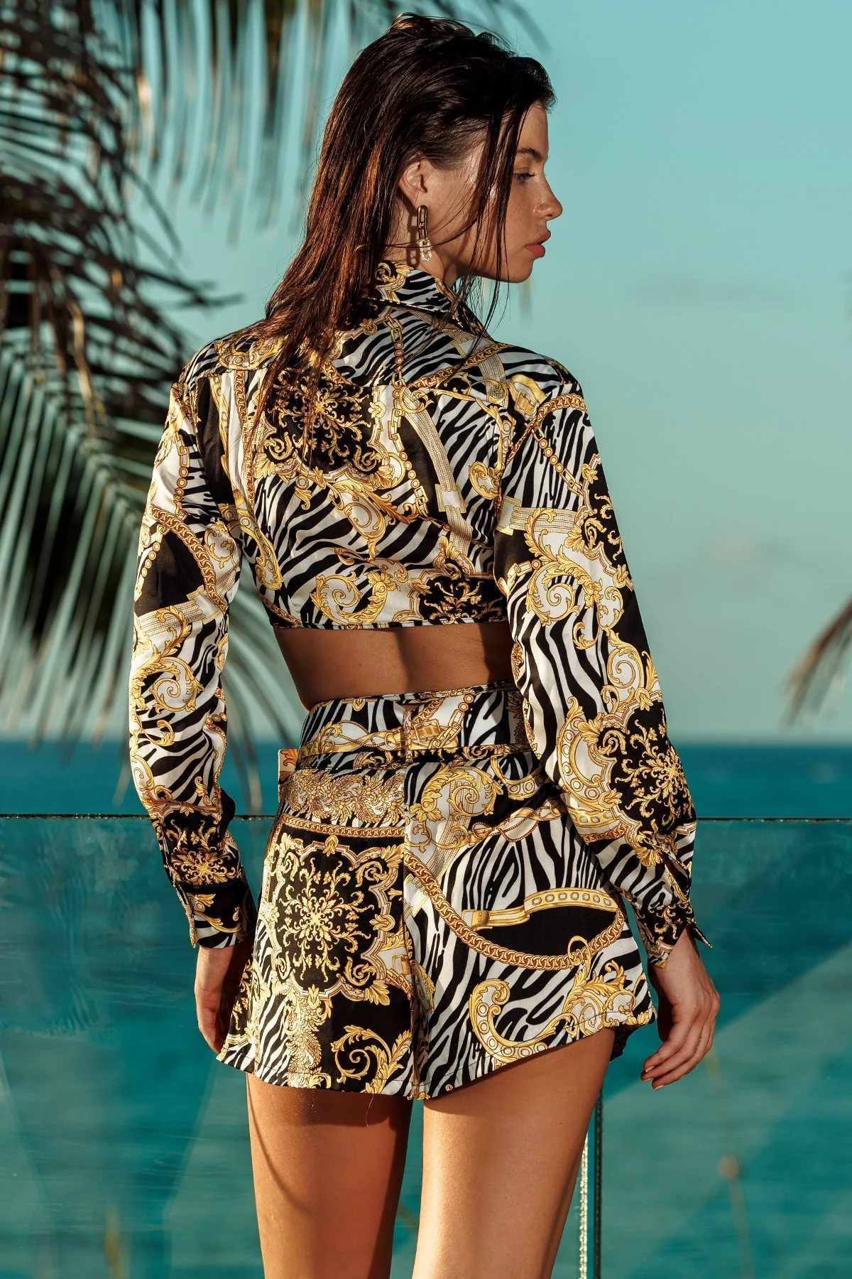 GODDESS VIBES - Collared Wrap Crop Top - Image 4