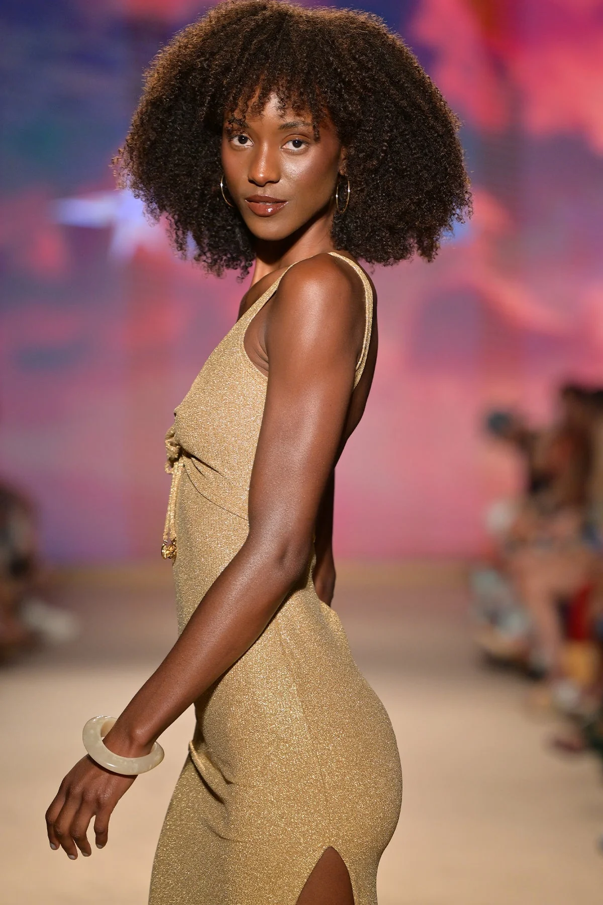GOLDEN SUNSET - Drawstring Peek A Boo Maxi Dress - Image 11