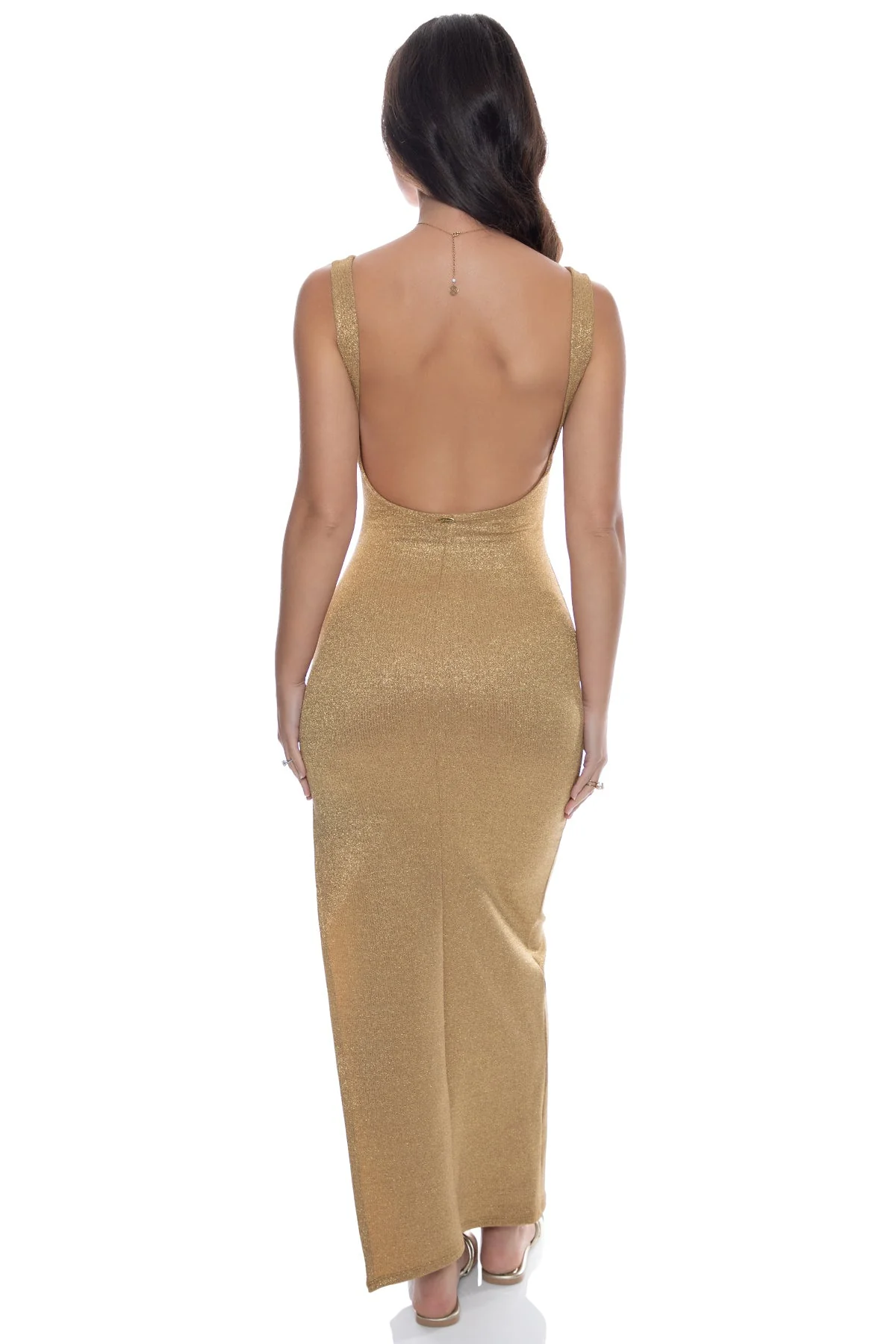 GOLDEN SUNSET - Drawstring Peek A Boo Maxi Dress - Image 6