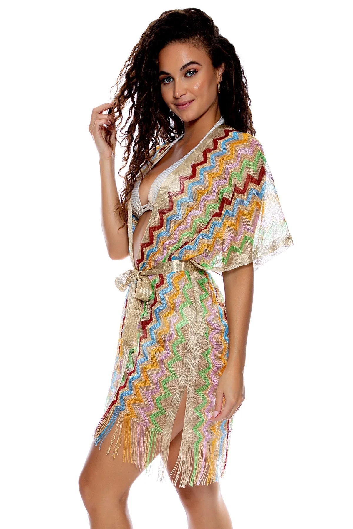 HERE COMES THE SUN - Open Front Tie Short Poncho - Image 6