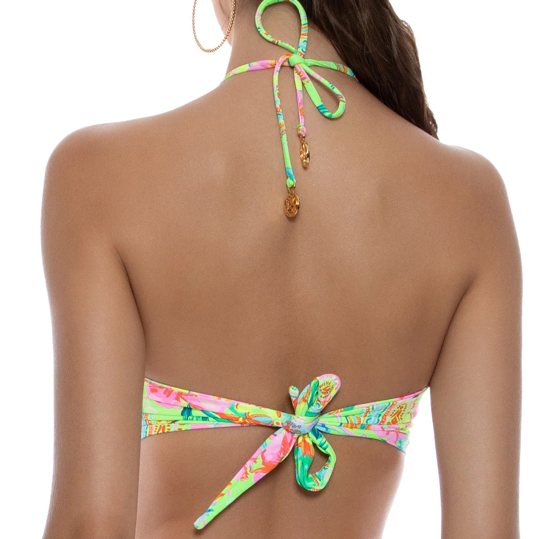 HIBISCUS DREAM - Ring Drawstring Bandeau Top - Image 3