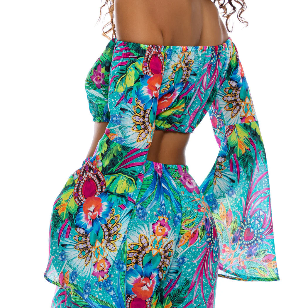 HIDDEN GEMS - Laced Up Off The Shoulder Crop Top - Image 3