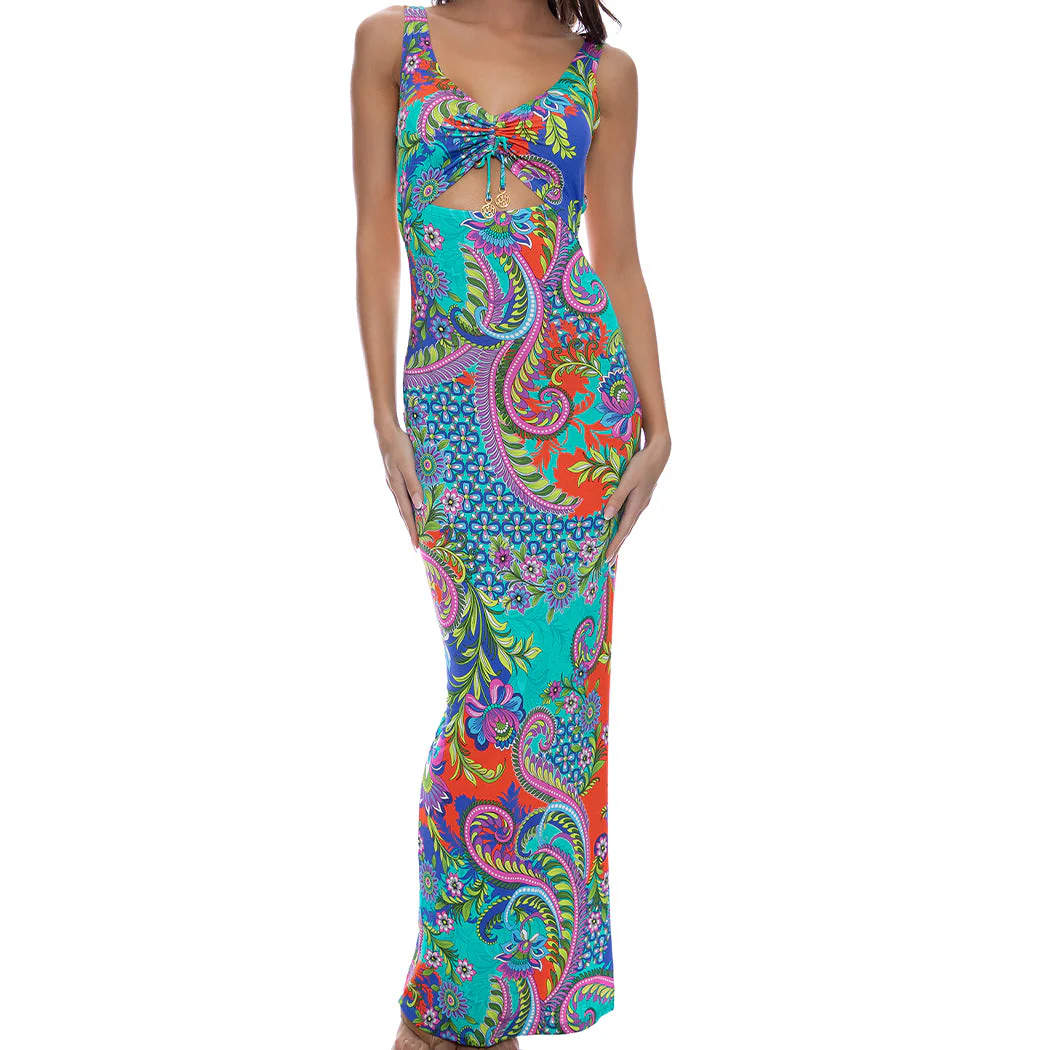 IN THE GROOVE - Drawstring Peek A Boo Maxi Dress - Image 2