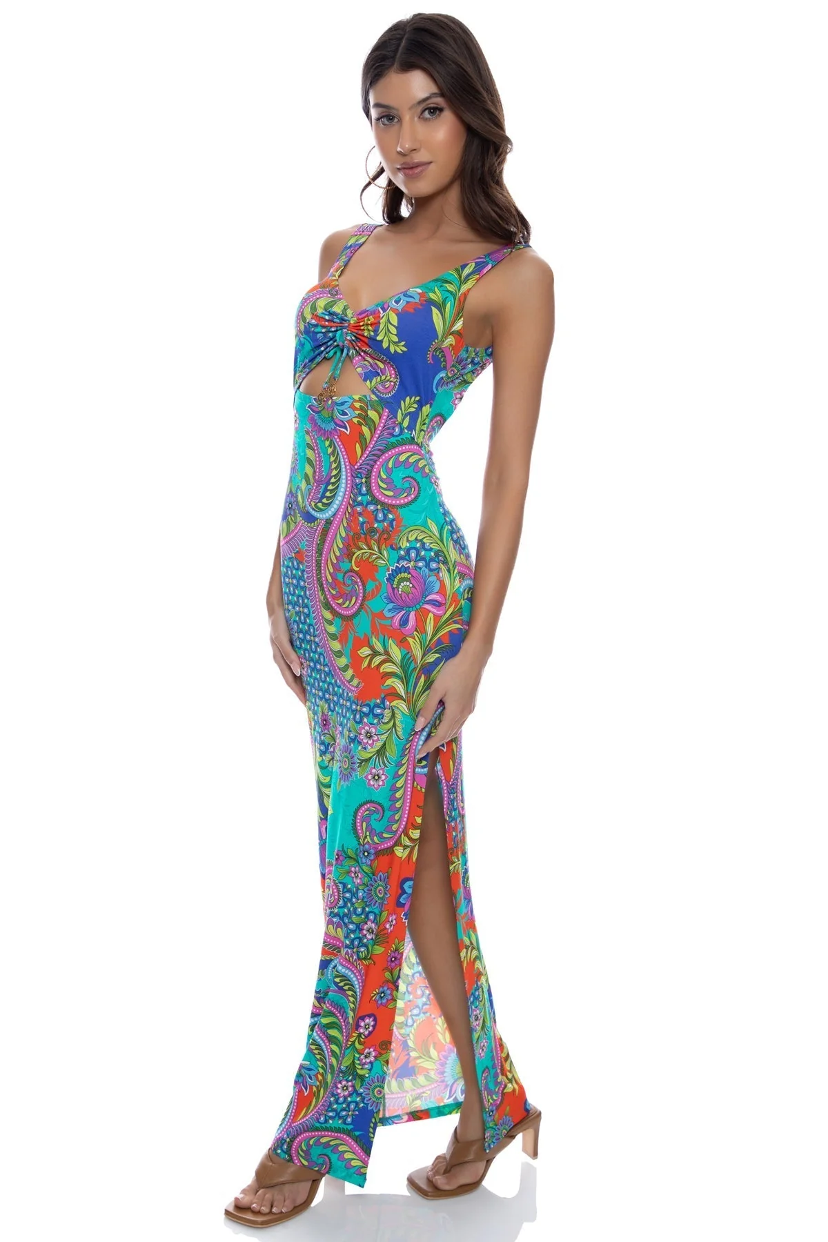IN THE GROOVE - Drawstring Peek A Boo Maxi Dress - Image 6