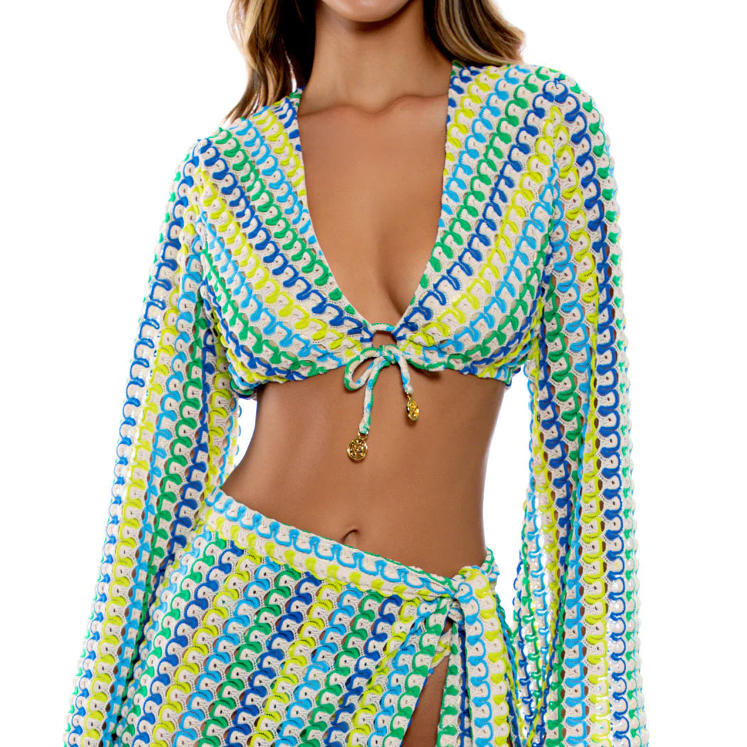 ISLAND BLUES - Bell Sleeve Crop Top - Image 2