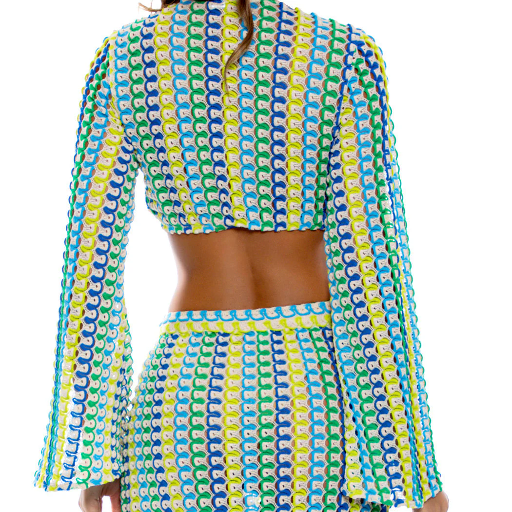 ISLAND BLUES - Bell Sleeve Crop Top - Image 3