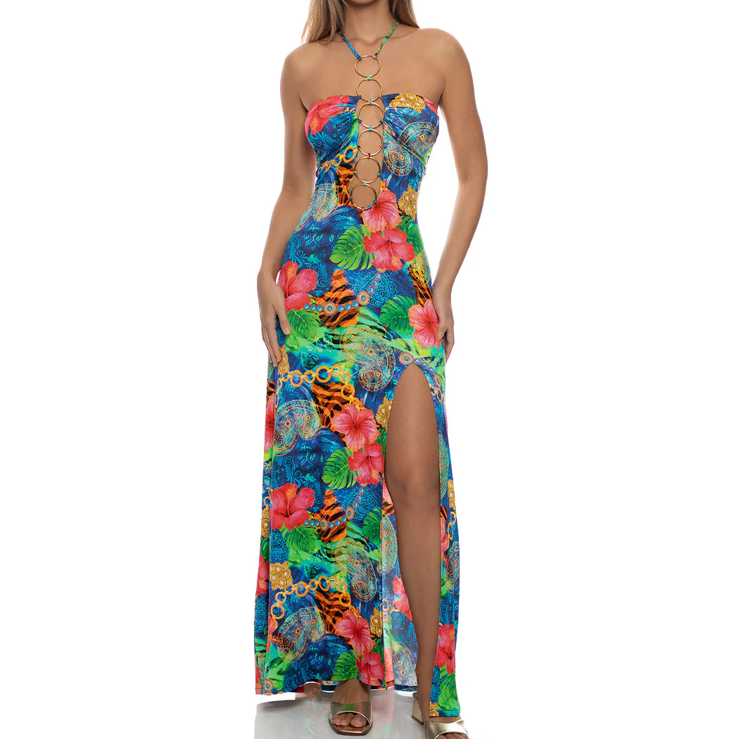 JUNGLE REIGN - Halter Ring Long Dress - Image 2
