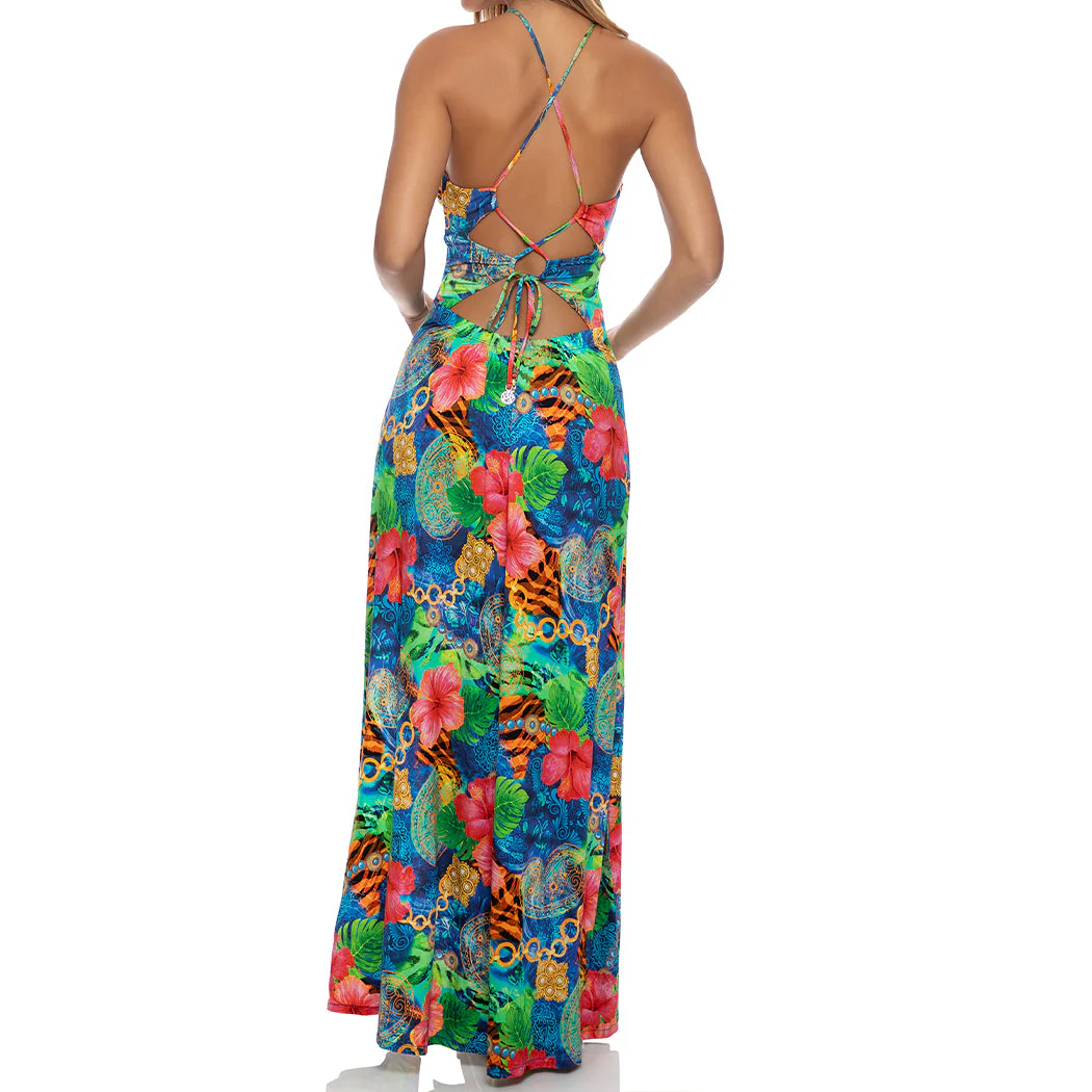 JUNGLE REIGN - Halter Ring Long Dress - Image 3