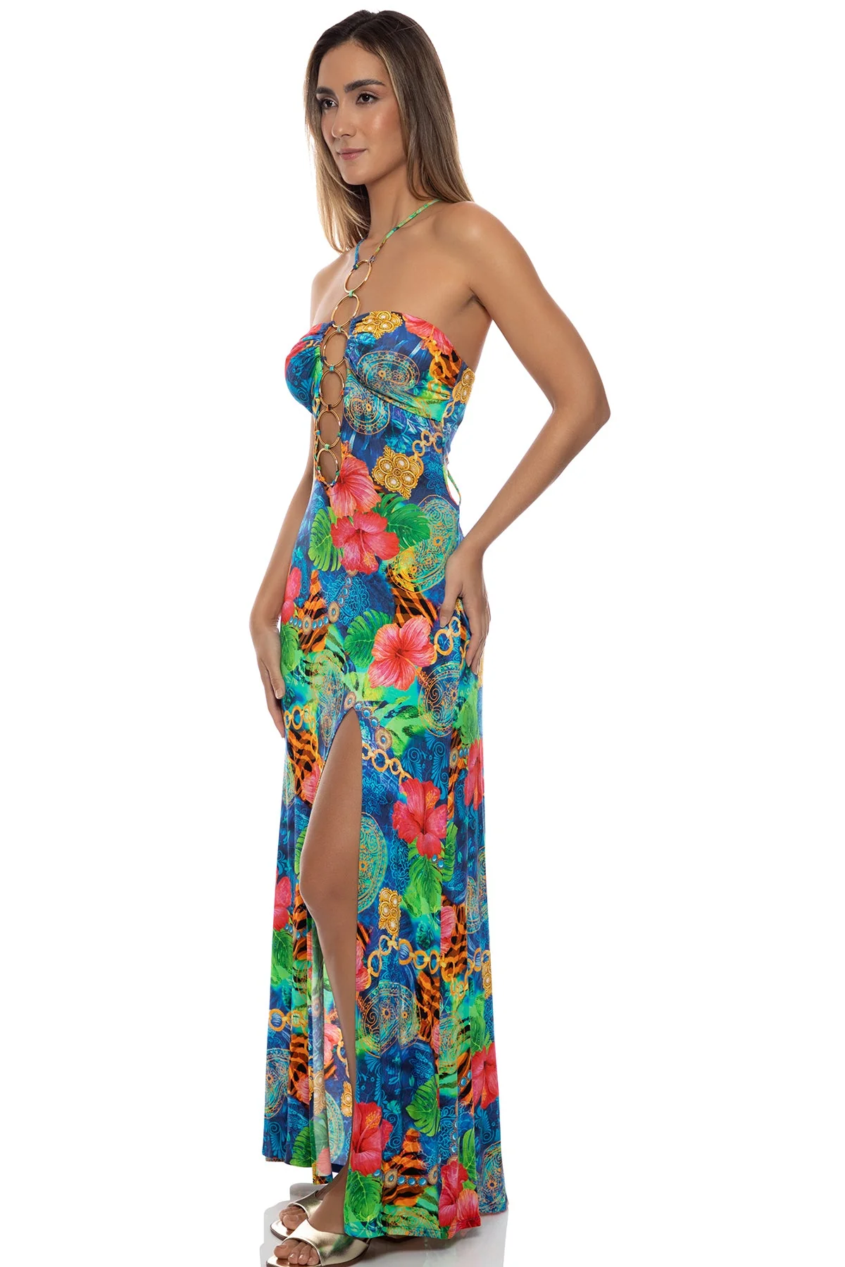 JUNGLE REIGN - Halter Ring Long Dress - Image 5