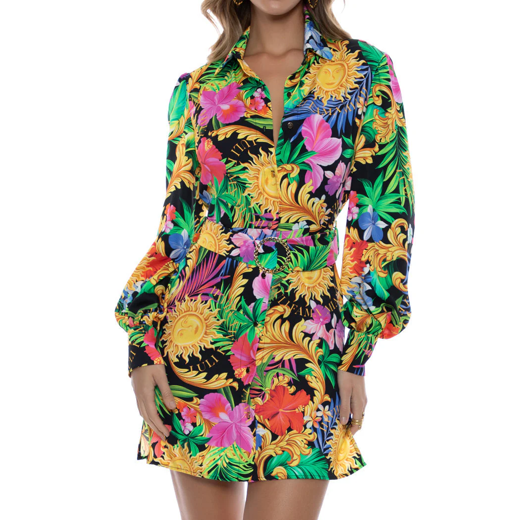 LOVE BY THE SUN - Belted Long Sleeve Shirt Dress - Image 2