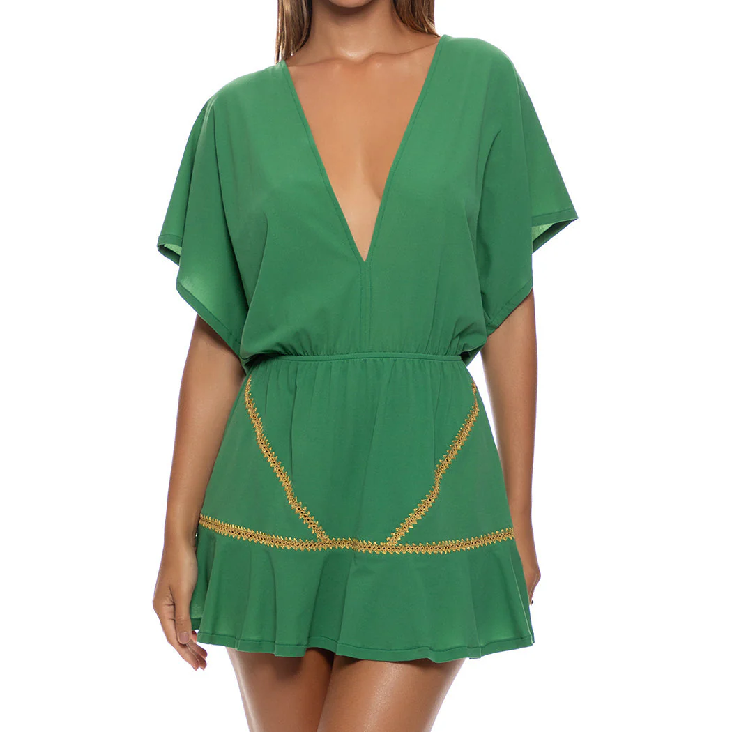 LULI CHIC - Luxe Stitch Playera V Neck Ruffle Dress - Image 2