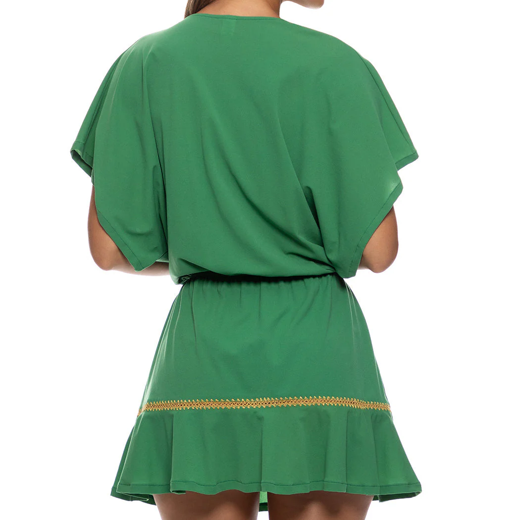 LULI CHIC - Luxe Stitch Playera V Neck Ruffle Dress - Image 3