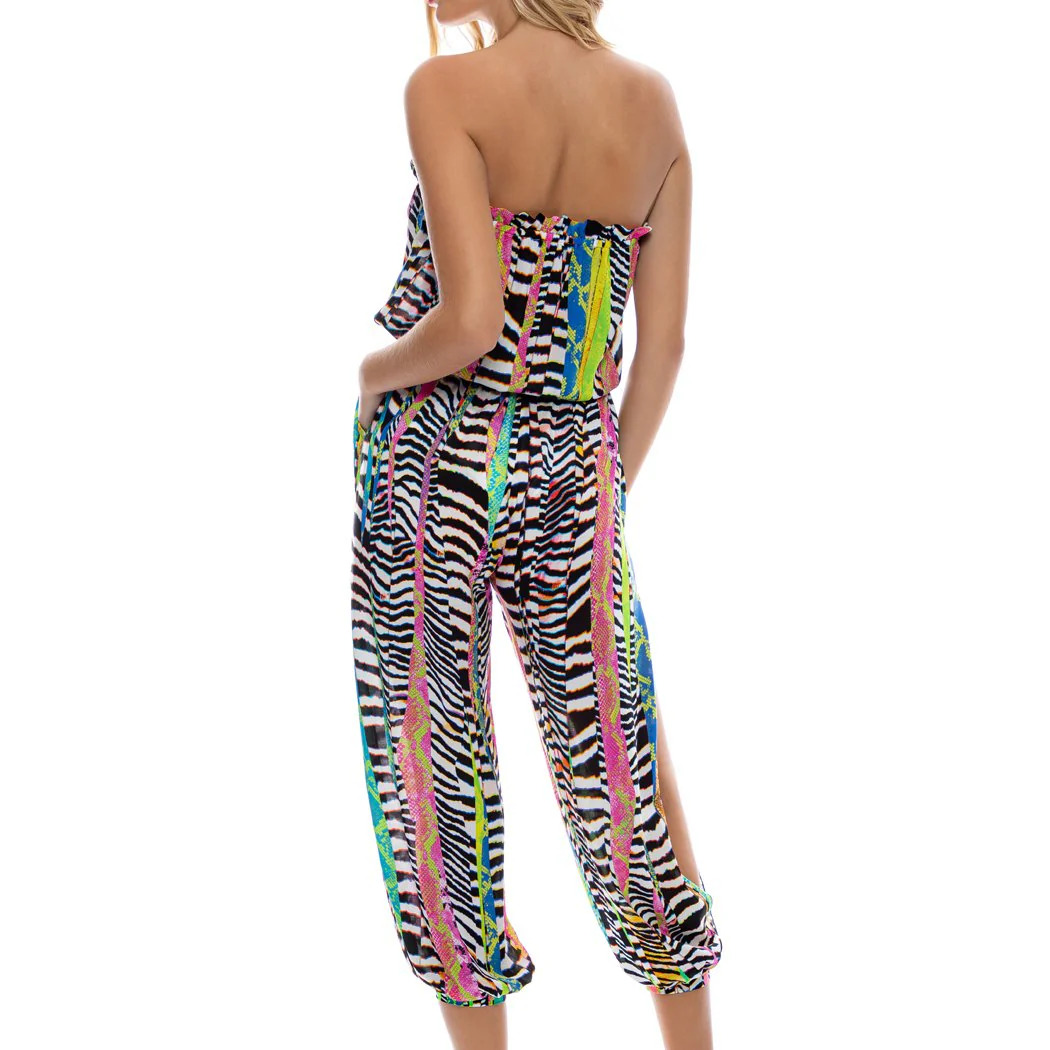 LULI DISCO - Strapless Ruffle Jogger Jumpsuit - Image 3