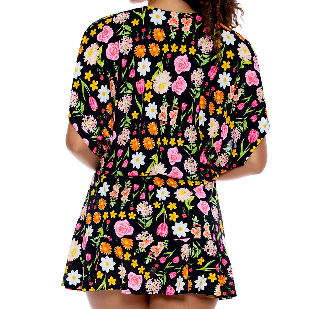 LULI'S SECRET GARDEN - Playera V Neck Ruffle Dress - Image 3