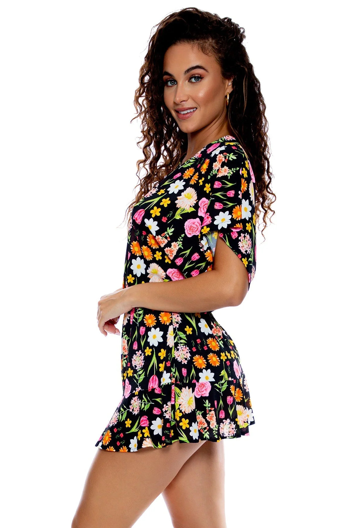 LULI'S SECRET GARDEN - Playera V Neck Ruffle Dress - Image 5