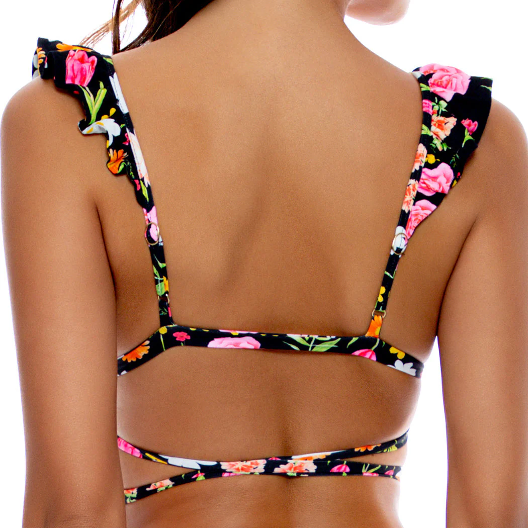 LULI'S SECRET GARDEN - Ruffle Deep V Wrap Triangle Top - Image 3