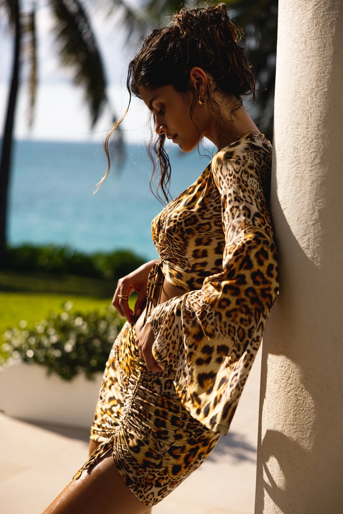 MAMACITA - Bell Sleeve Scrunched Crop Top - Image 5