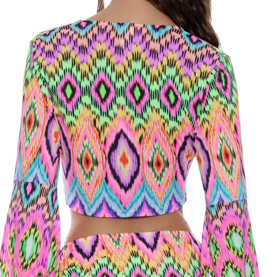 MIAMI SORBET - Bell Sleeve Scrunched Crop Top - Image 3
