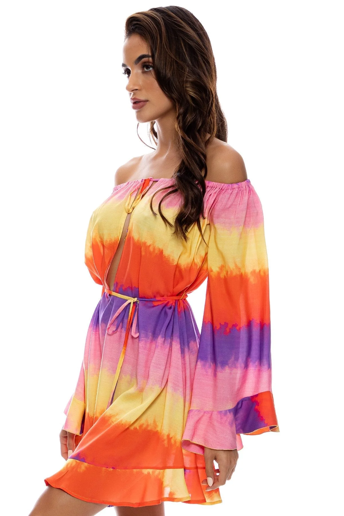 MIAMI SUNSETS - Off The Shoulder Ruffle Dress - Image 5