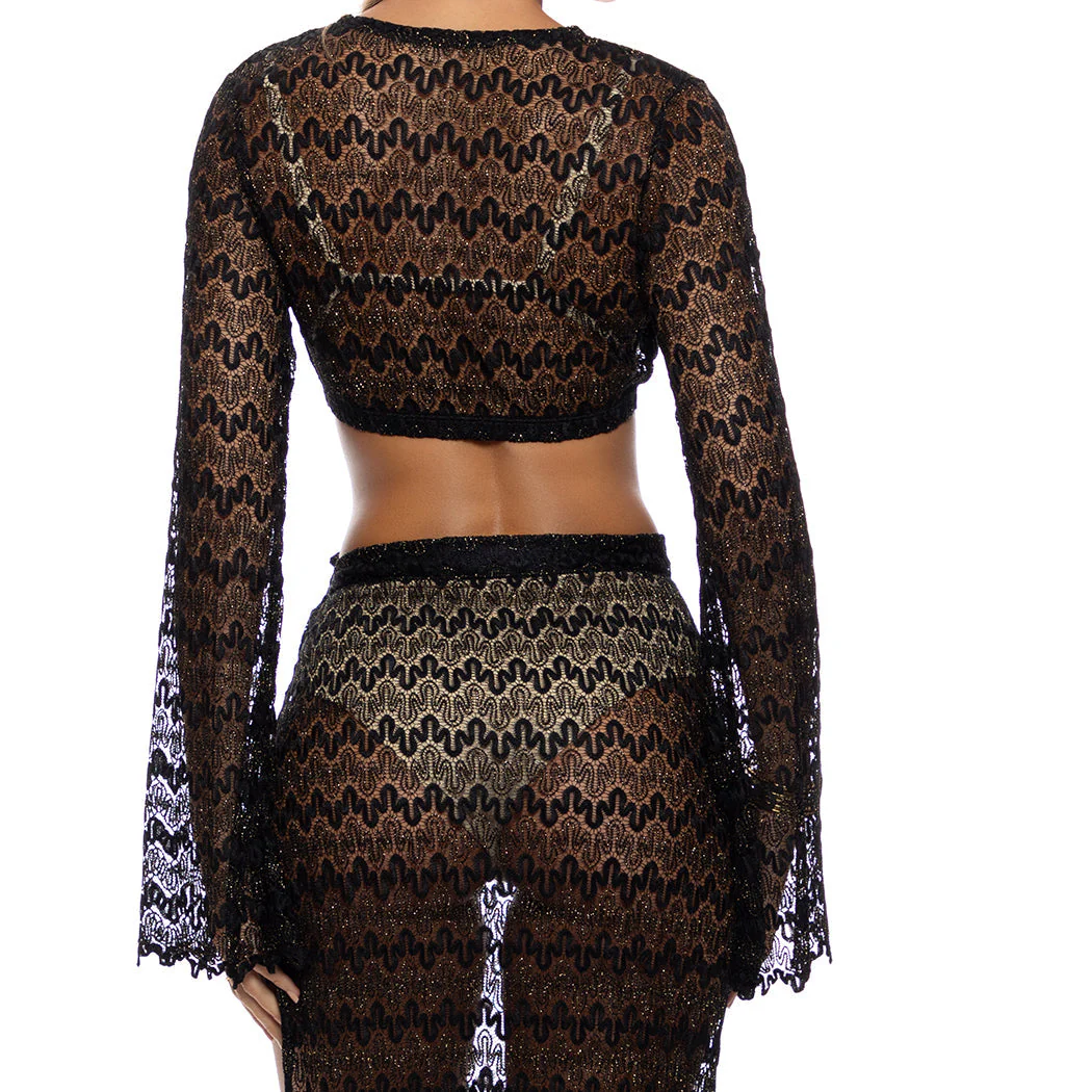 MIDNIGHT CURRENTS - Long Sleeve Crop Top - Image 3