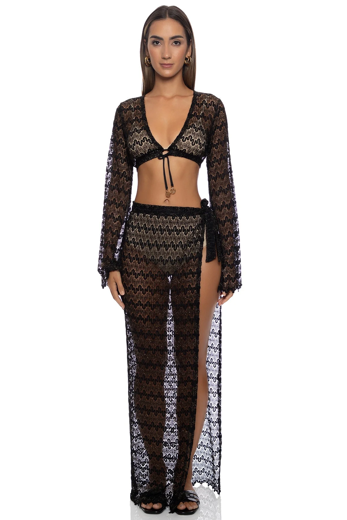 MIDNIGHT CURRENTS - Long Wrap Skirt - Image 4