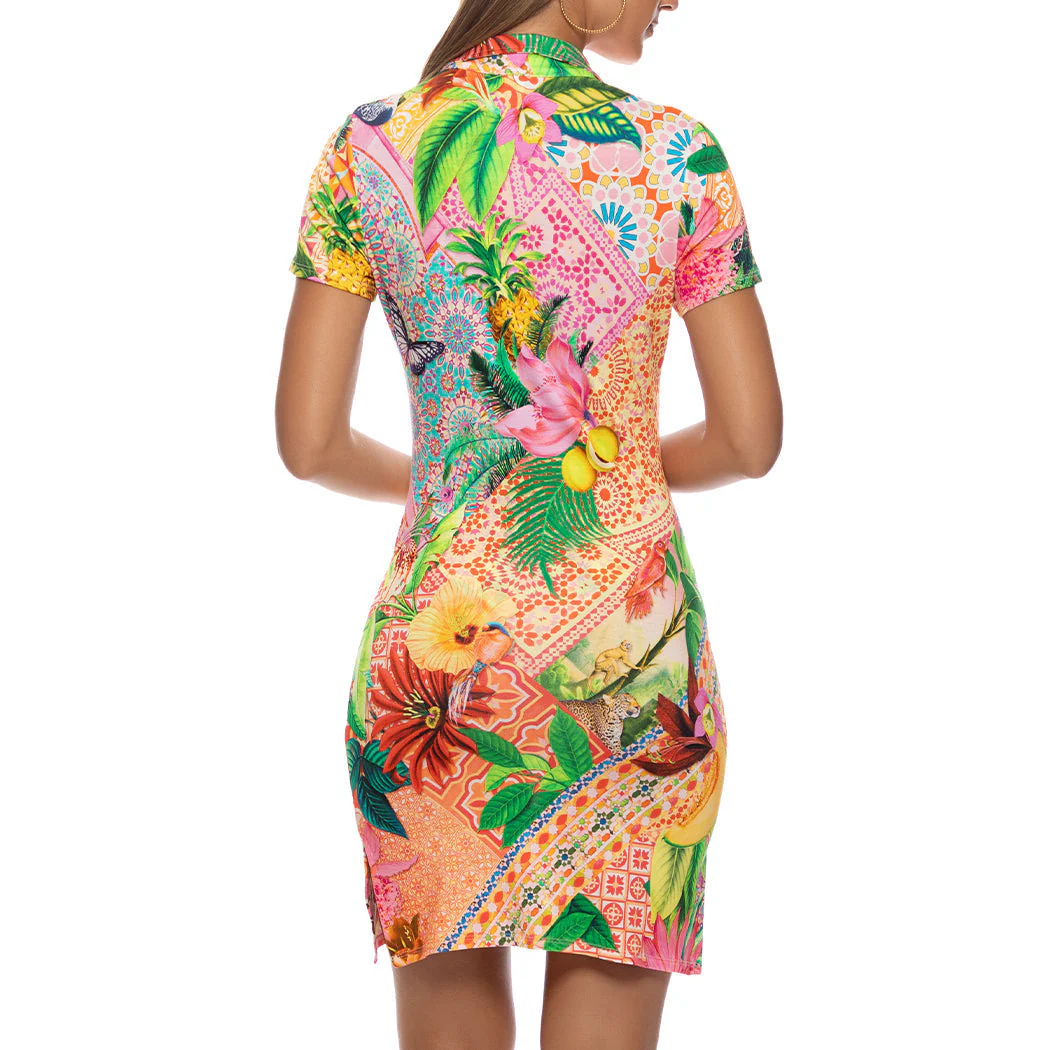 OPULENT EDEN - Short Sleeve Blouse Dress - Image 3