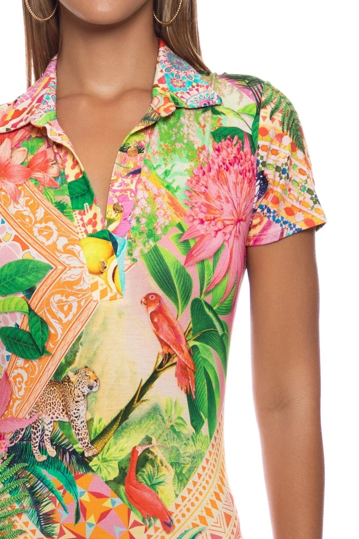 OPULENT EDEN - Short Sleeve Blouse Dress - Image 5