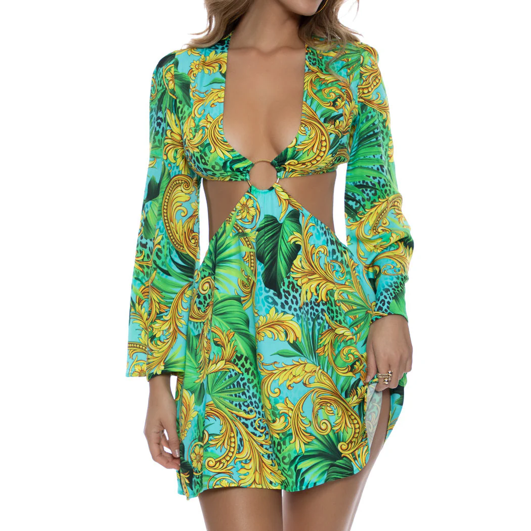 PALM ISLAND - Deep V Ring Cut Out Short Dress - Image 2