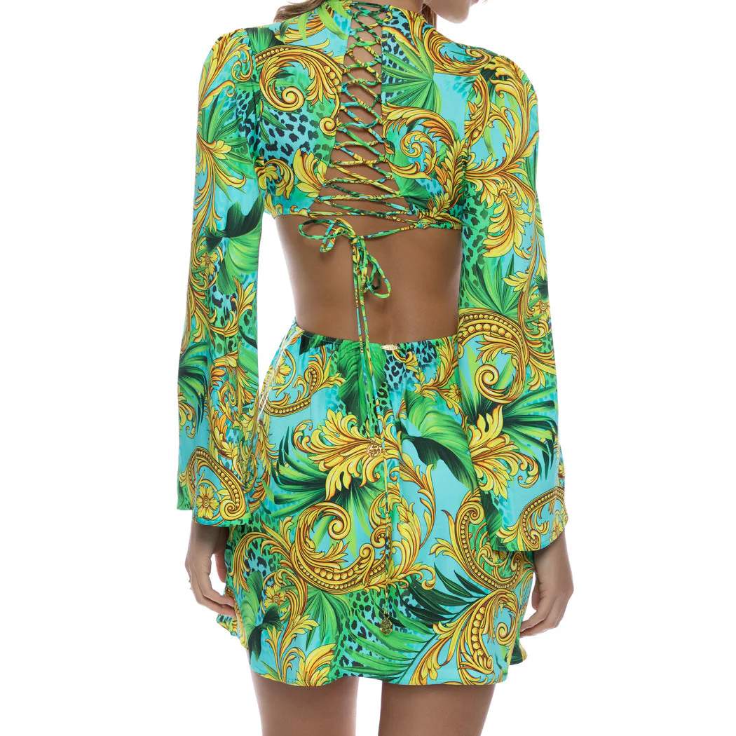 PALM ISLAND - Deep V Ring Cut Out Short Dress - Image 3