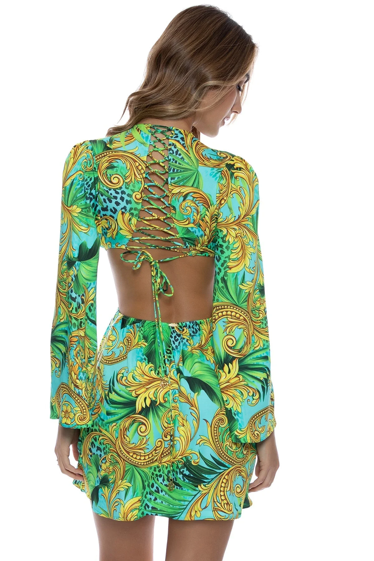 PALM ISLAND - Deep V Ring Cut Out Short Dress - Image 5