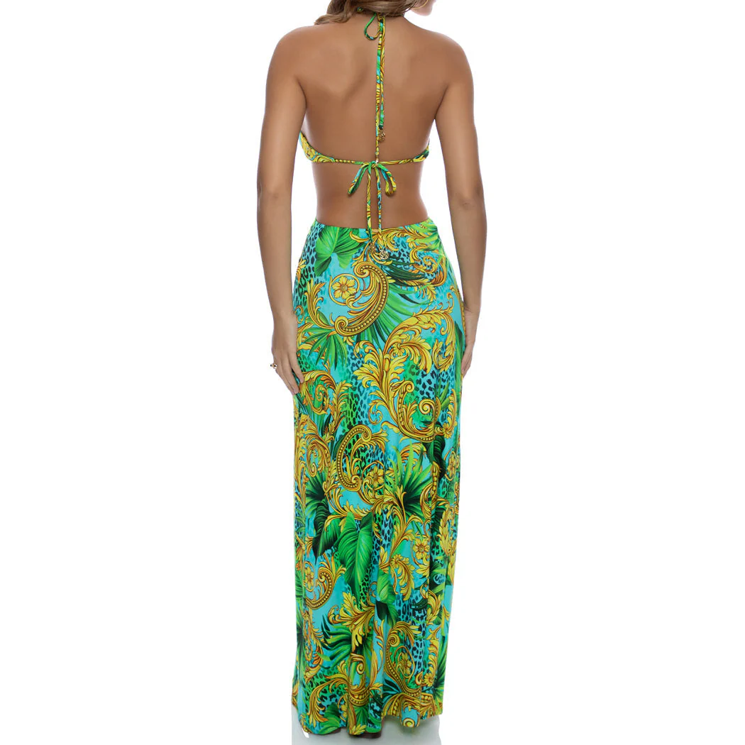 PALM ISLAND - Halter Keyhole Cut Out Maxi Dress - Image 4